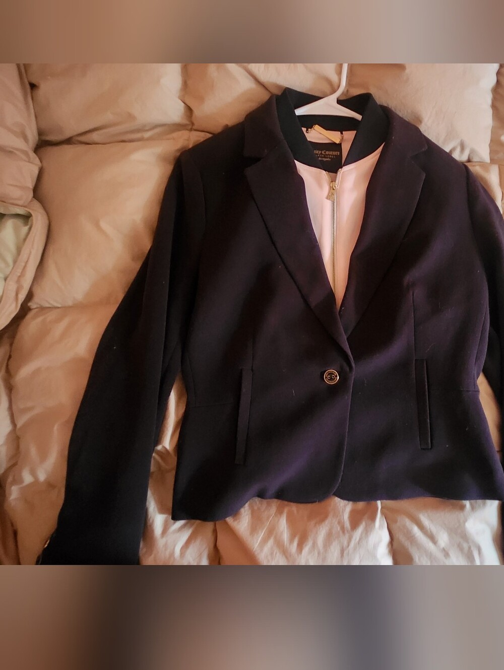 Juicy Couture Black And Pink Double Breasted Blazee